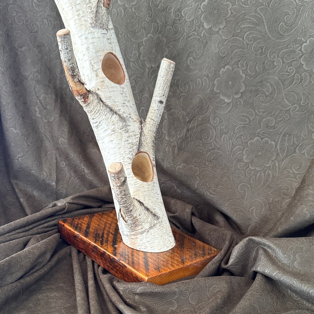Rustic Birch Wood Wine Bottle Holder